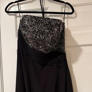 Jovani Black Strapless Dress with Beaded Bodice
